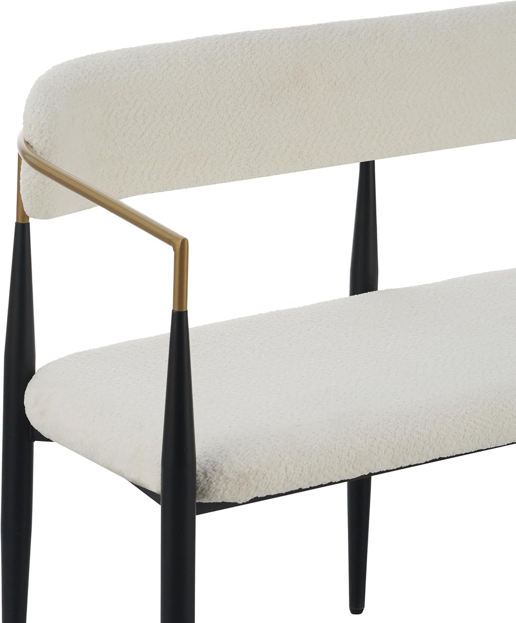Christopher Knight Home Names Modern Metal Loveseat, Living Room Boucle Fabric Upholstered Settee, Curved Open Backrest 2-Seater Sofa, Cozy Couch for Bedroom/Apartment/Home Office, Black+ Gold + Beige