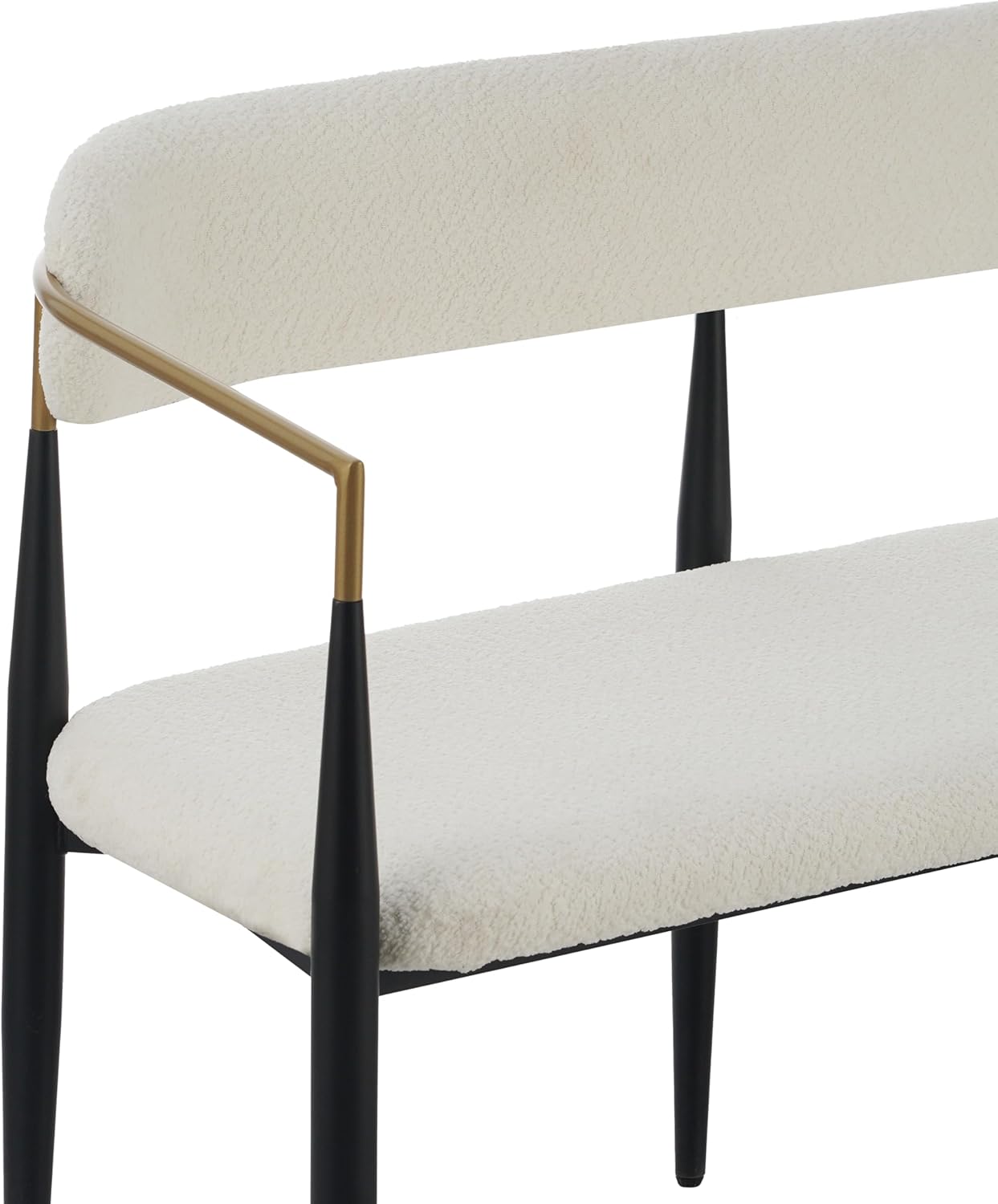 Christopher Knight Home Names Modern Metal Loveseat, Living Room Boucle Fabric Upholstered Settee, Curved Open Backrest 2-Seater Sofa, Cozy Couch for Bedroom/Apartment/Home Office, Black+ Gold + Beige