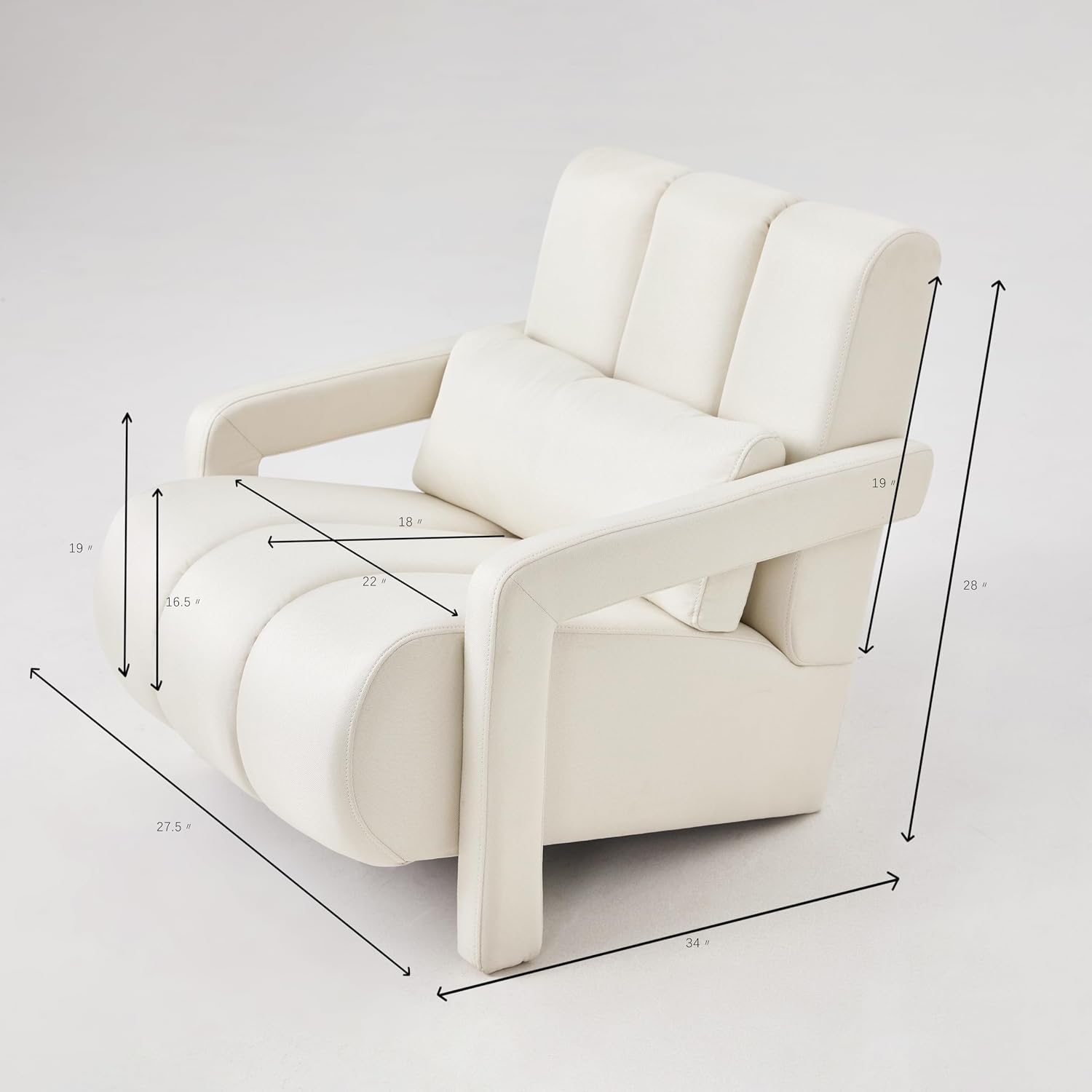 Christopher Knight Home Smyth Modern Armchair, Upholstered Accent Chair,Minimalist Lounge Chair, Cozy Seating Chair,Bedroom Chair,with Linen Fabric and a Pillow, Beige