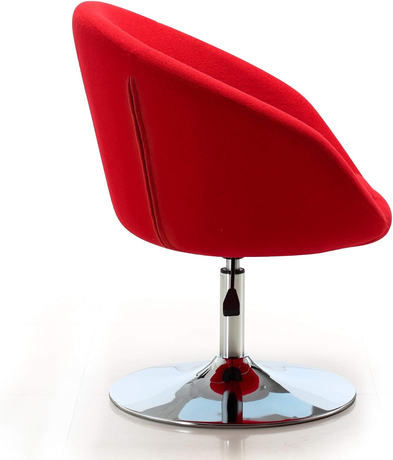 Manhattan Comfort Hopper Adjustable Swivel Accent Chair with 360° Turn, Upholstered Seat, Polished Chrome Base, Modern Bowl Design for Home Office and Living Room, Red