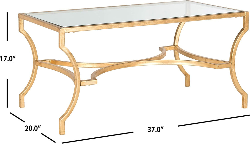 SAFAVIEH Home Collection – Alphonse Gold Leaf Curved Leg Coffee Table with Tempered Glass Top, Sculptural Glam Living Room Accent (FOX2541A)