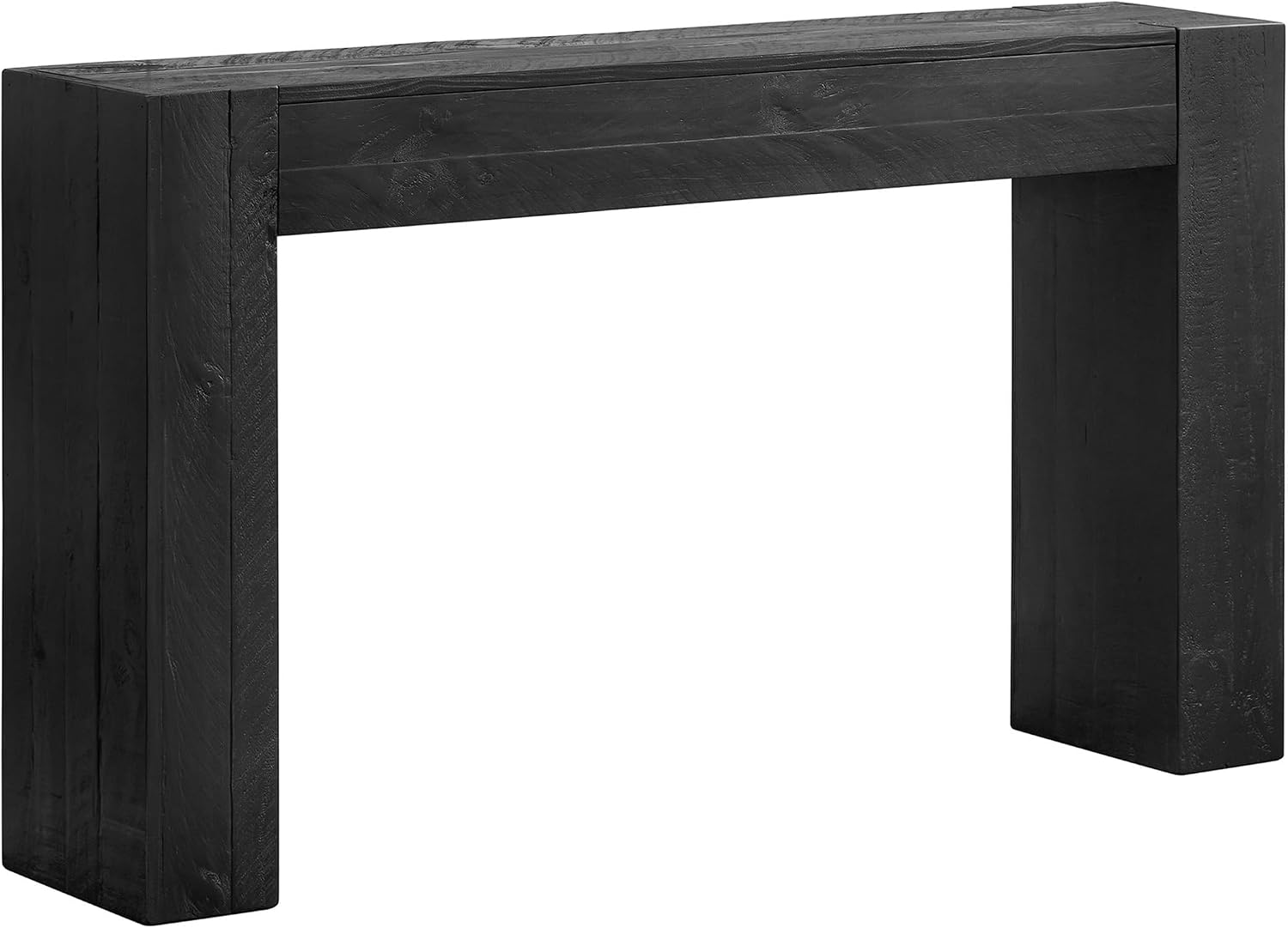 Alaterre Furniture Stockyard Solid Wood Console Table - 56 Inch Modern Farmhouse Entryway Table - Easy Assembly Living Room Furniture for Behind the Couch, Entryway, or Hallway (Black)
