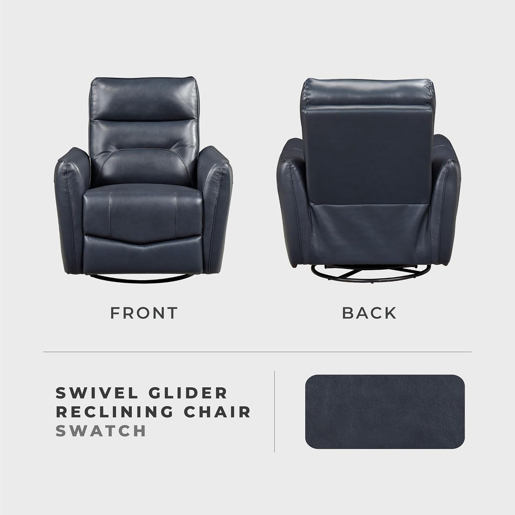 Lexicon Swivel Glider Reclining Chair, Top Grain Leather Match Manual Recliner, Comfy Nursery Glider Recliner, Swivel Reclining Chair for Living Room/Office/Bedroom/Apartment, Dark Blue