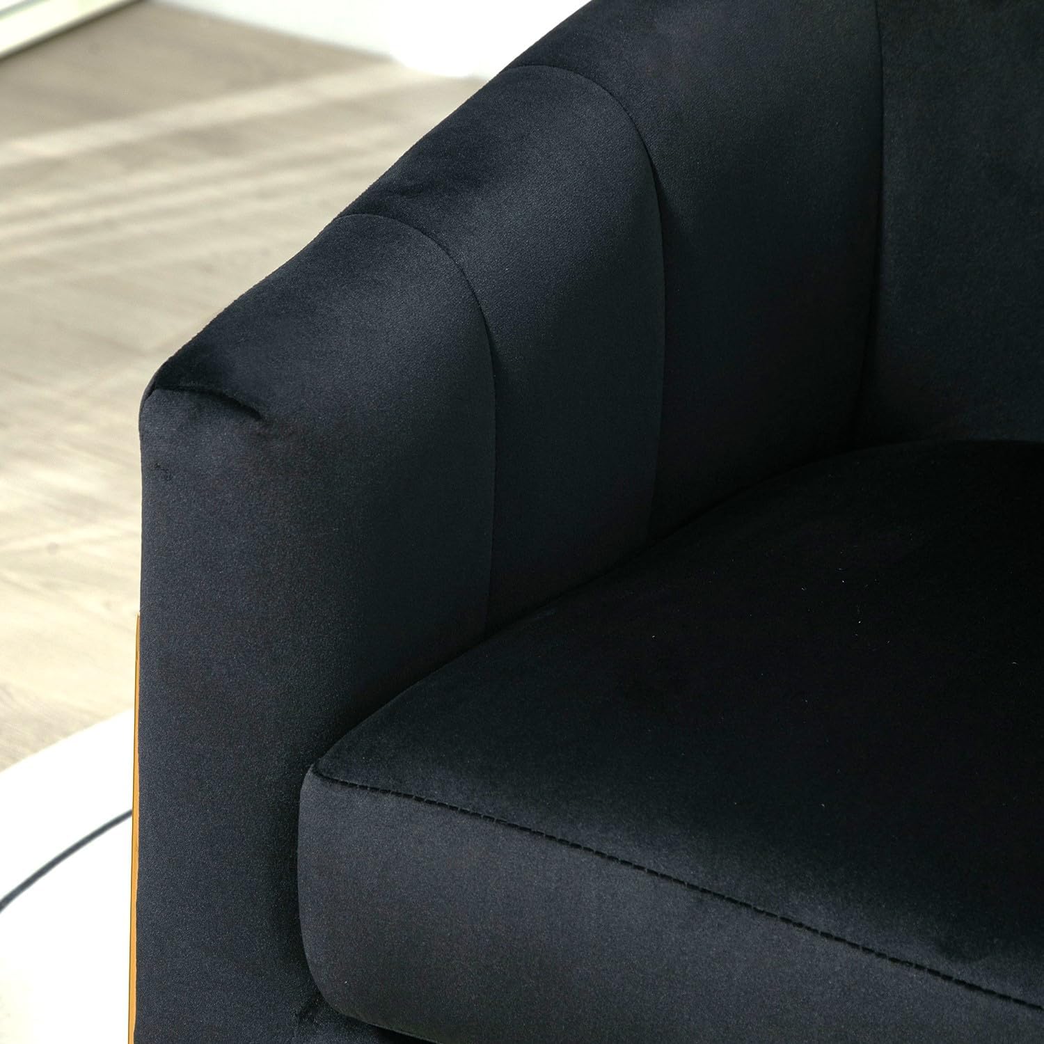 Container Furniture Direct Velvet Modern Accent Armchair - Luxury Gold Frame | Versatile Seating for Living Room, Bedroom, Office, Black