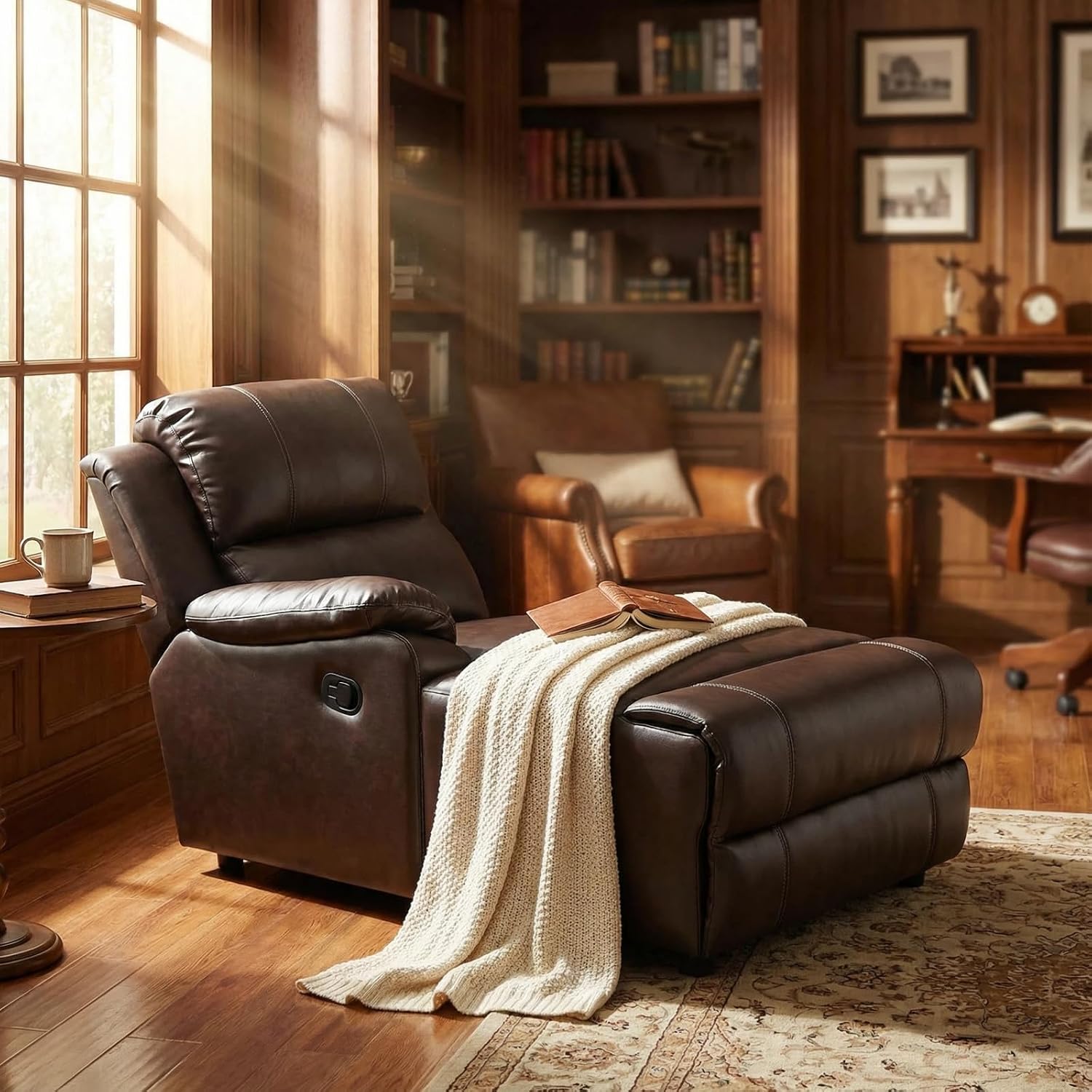 Recliner Sofa Set, Breathable Leather 3-Piece Reclining Couch Set, Living Room Furniture Set with Manual Recliners, Loveseat with Console, Cup Holders & Storage for Home Theater, Brown