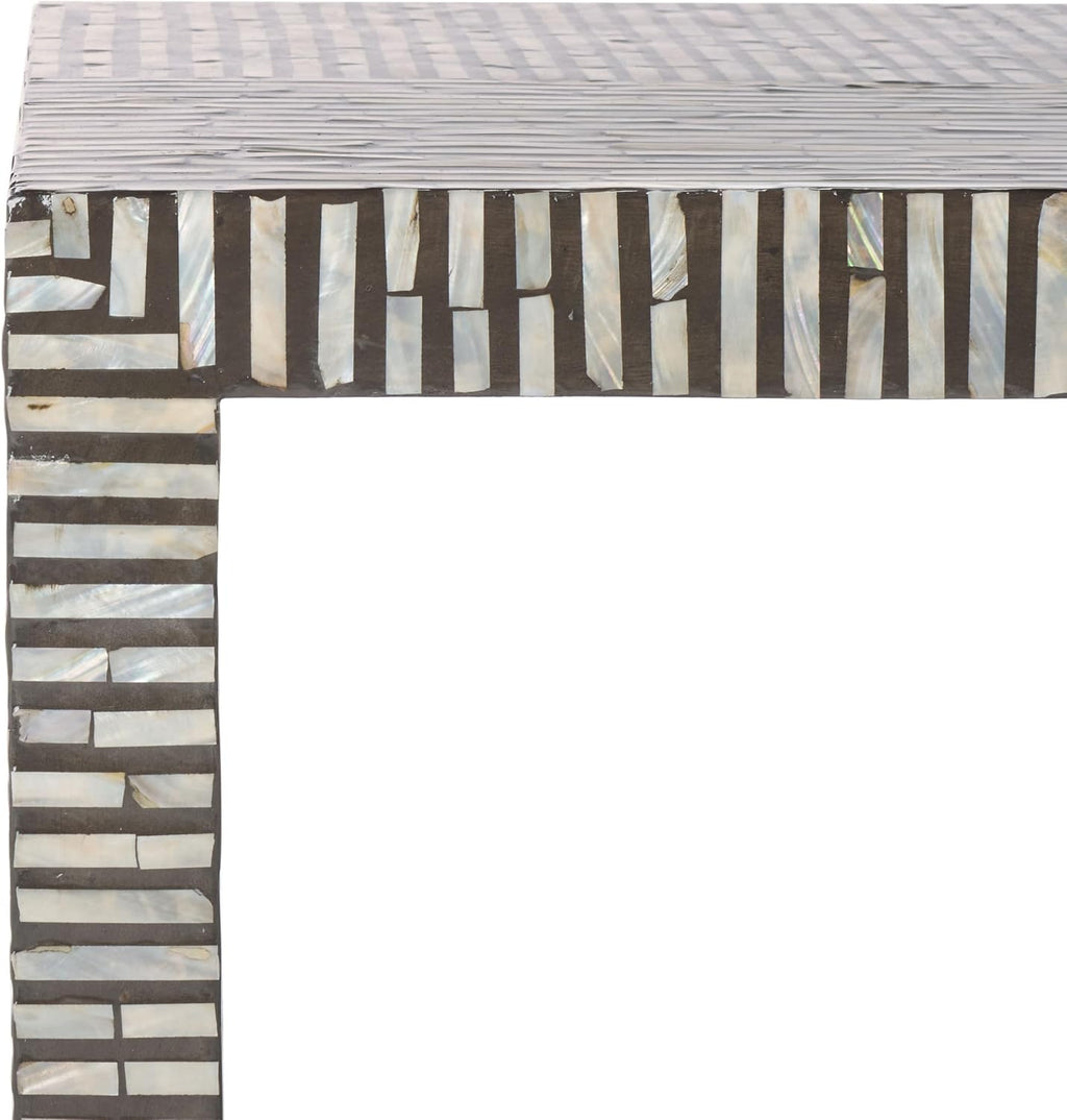 SAFAVIEH Home Collection Hamza Black Mother of Pearl Rectangle Coffee Table (Fully Assembled)