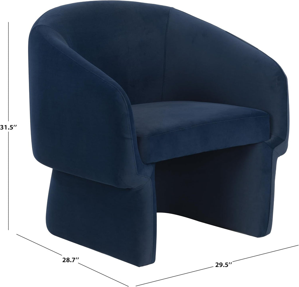 SAFAVIEH Couture Collection Susie Navy Velvet Barrel Back Accent Chair (Fully Assembled)