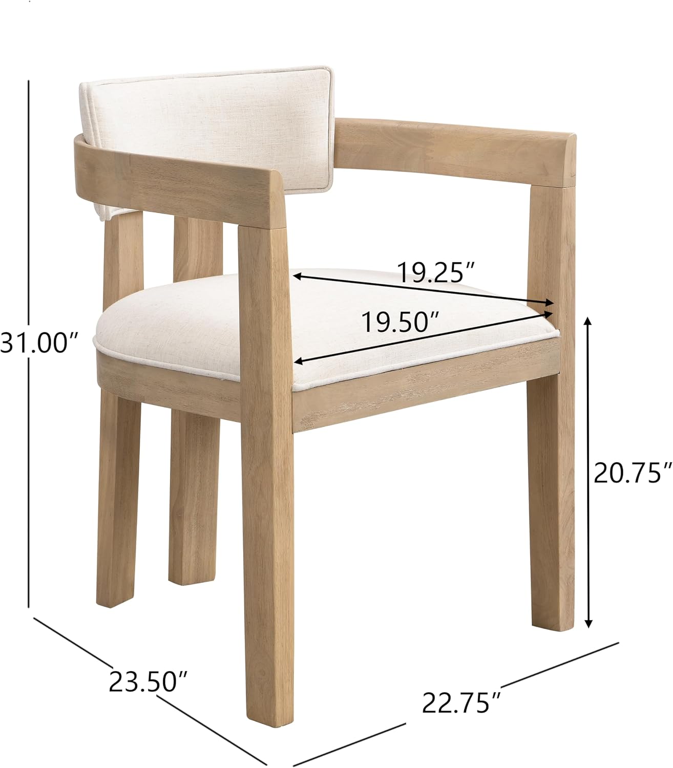 Christopher Knight Home Falcon Fabric Upholstered Dining Chairs Set of 2, Modern Wooden Dining Armchair, Curved Backrest Kitchen Side Chair, Living Room Accent Chair for Extra Seat, Light Ash+Beige