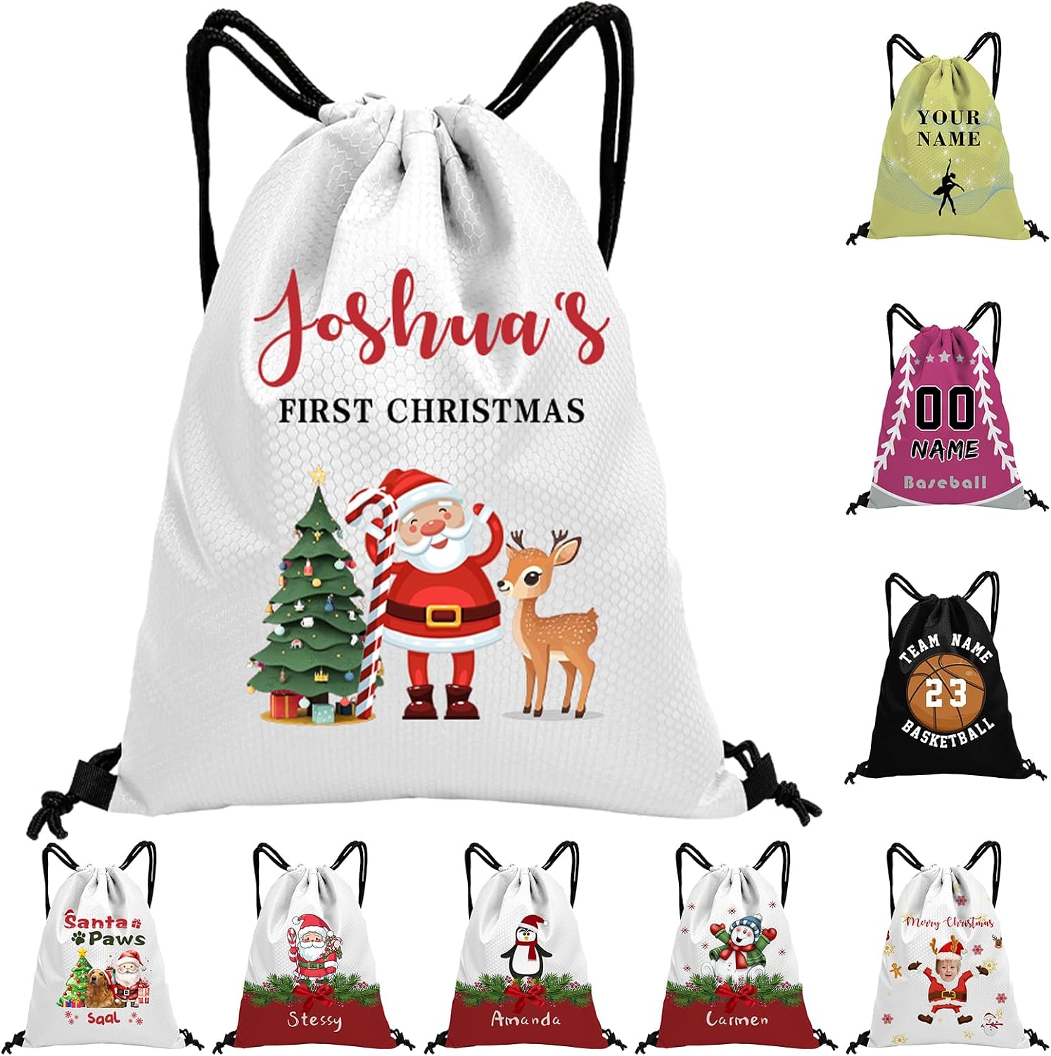 Custom Drawstring Backpack with Name Personalized Bulk Golf Beach Draw String Bags for Small Business Swim Sport Camping Vacation Travel Gym Men Women-20 PCS