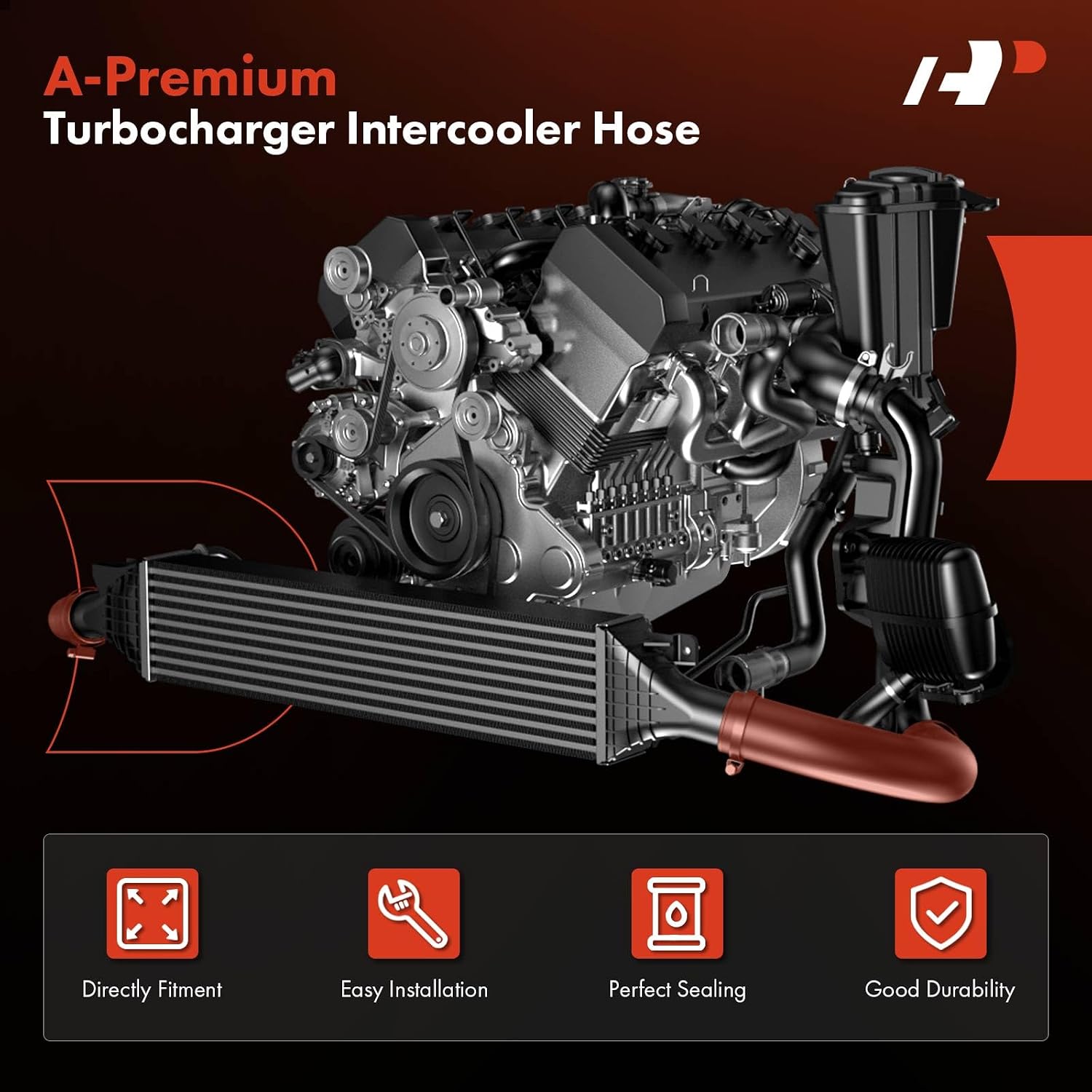 A-Premium Turbocharger Intercooler Hose Compatible with Ford F-250 Super Duty 2011 2012 2013 2014, V8 6.7L Turbocharged, with 1 Clamp, Replace# BC3Z6C646A, ‎BC3Z-6C646-A