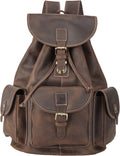 Polare Vintage Full Grain Leather Rucksack Backpack Casual Travel Satchel Bag Daypack For Men Women