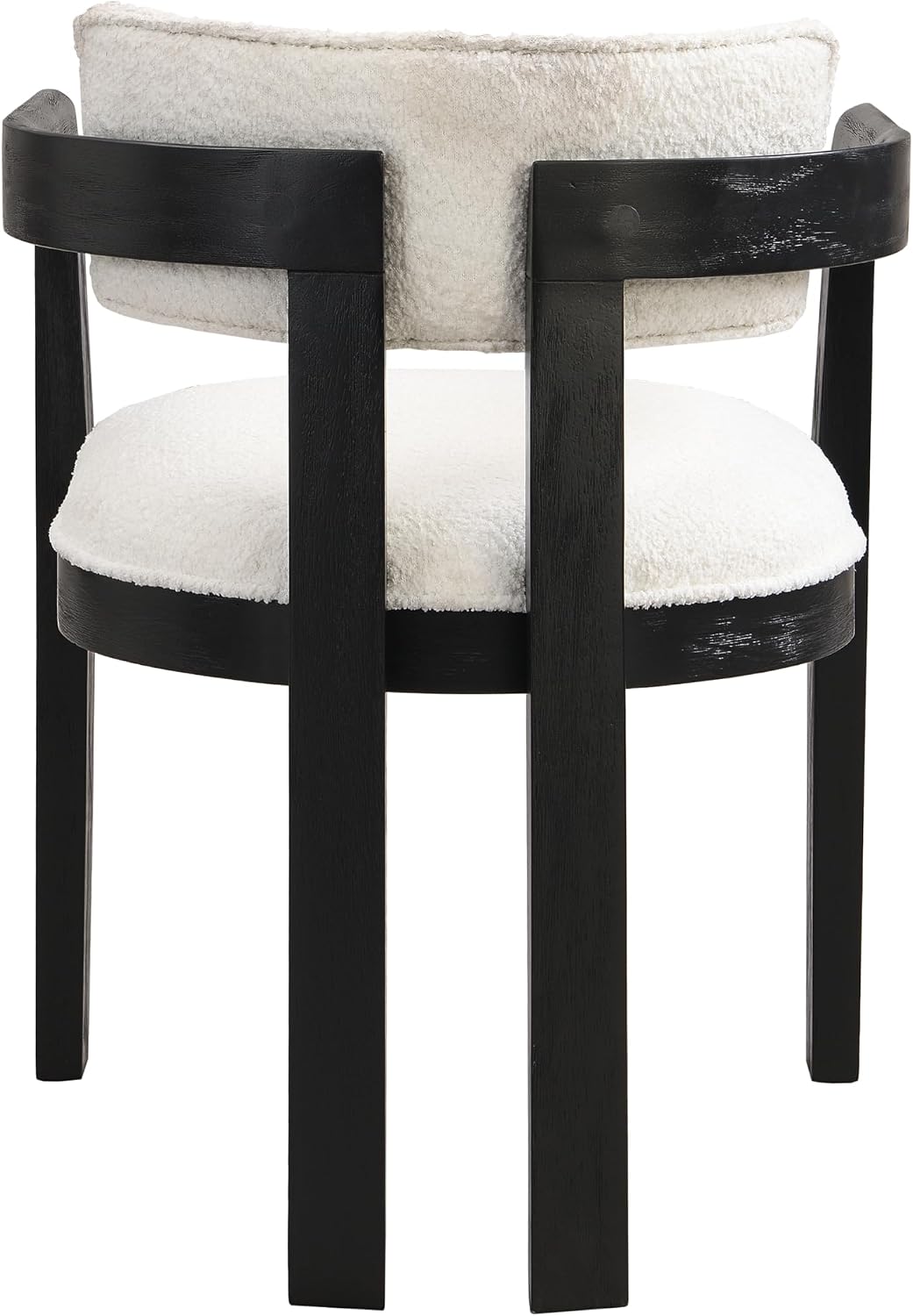 Christopher Knight Home Falcon Boucle Fabric Upholstered Dining Chairs Set of 2, Modern Wooden Dining Armchair, Curved Backrest Kitchen Side Chair,Living Room Accent Chair Extra Seat,Black+Milky White