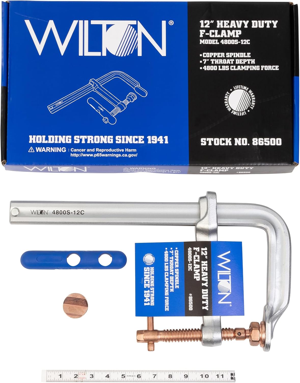 Wilton Spark-Duty Heavy F-Clamp, 12' Opening, 7' Throat, 4880 Lbs. Clamping Force (4800S-12C)