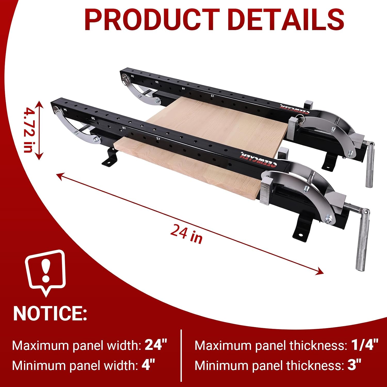 24 inch Panel Clamps 2 Pack,4-Way Pressure Steel Panel Clamps for Board Cabinet, Tabletops, Woodwork and Cabinet Making, Adjustable parallelogram Couplers, Cutting Board Clamps For Precision Projects