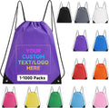Custom Drawstring Backpacks With Your Logo, 500 Pack Personalized Text Drawstring Bags String Bag Bulk, Great for Travelling, Gym and for Everyday Use (Purple)