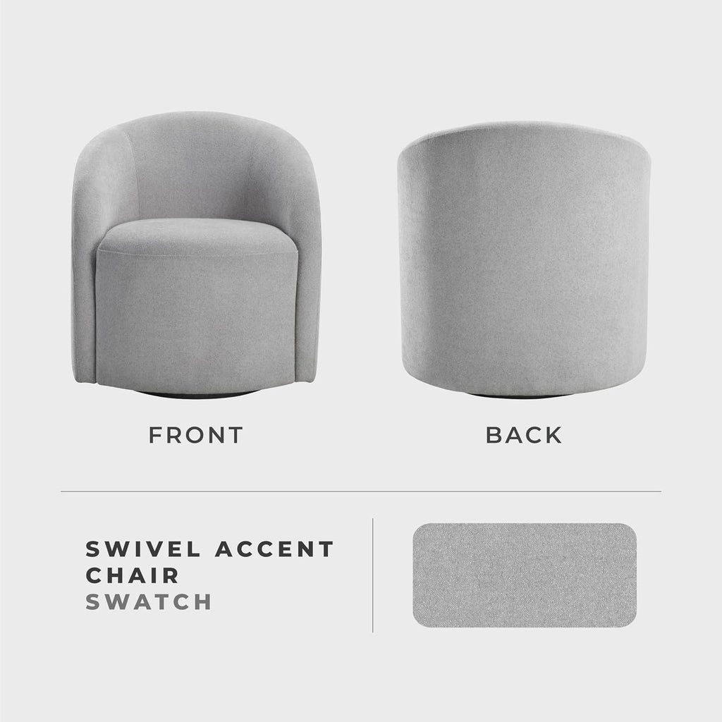 Lexicon 360 Degree Swivel Accent Chair, Boucle Fabric Arm Chair with Metal Swivel Base and Sloped Arms for Living Room/Bedroom/Office, Light Gray