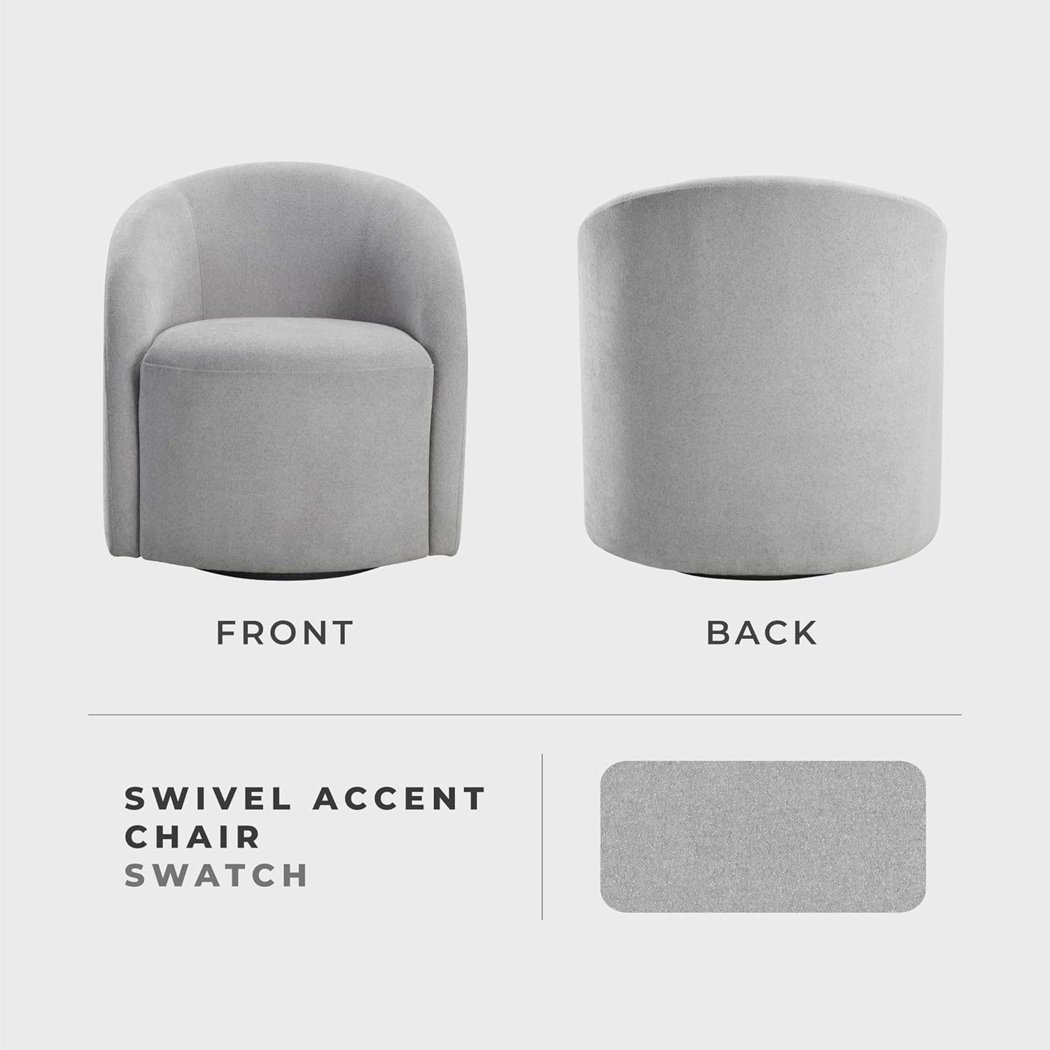 Lexicon 360 Degree Swivel Accent Chair, Boucle Fabric Arm Chair with Metal Swivel Base and Sloped Arms for Living Room/Bedroom/Office, Light Gray
