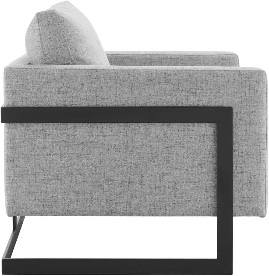 Posse Upholstered Fabric Accent Chair in Black Light Gray