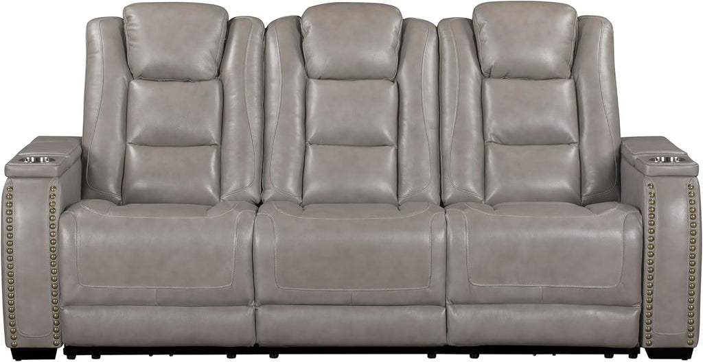 New Classic Furniture Breckenridge 2-Piece Leather Upholstery Manual Reclining Livingroom Set in Gray