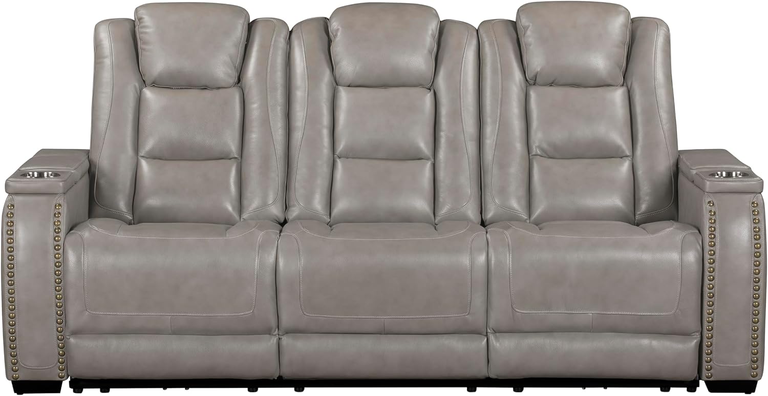 New Classic Furniture Breckenridge 2-Piece Leather Upholstery Manual Reclining Livingroom Set in Gray