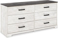 Signature Design by Ashley Shawburn 6 Drawer Dresser, Whitewash & Gray