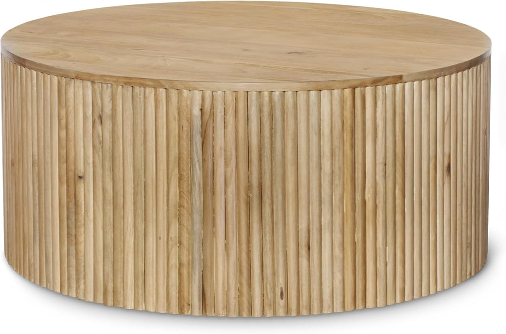 Meridian Furniture 276-CT Oakhill Collection Modern | Contemporary Round White Oak Finish Coffee Table, Natural Wood, 36' W x 36' D x 16' H