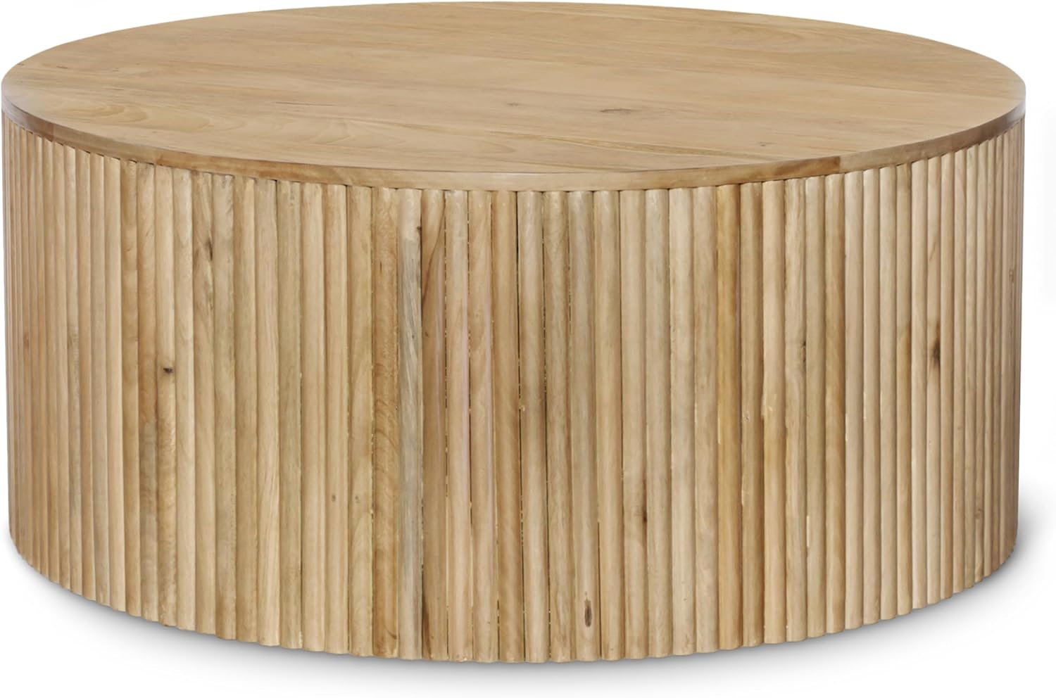 Meridian Furniture 276-CT Oakhill Collection Modern | Contemporary Round White Oak Finish Coffee Table, Natural Wood, 36' W x 36' D x 16' H