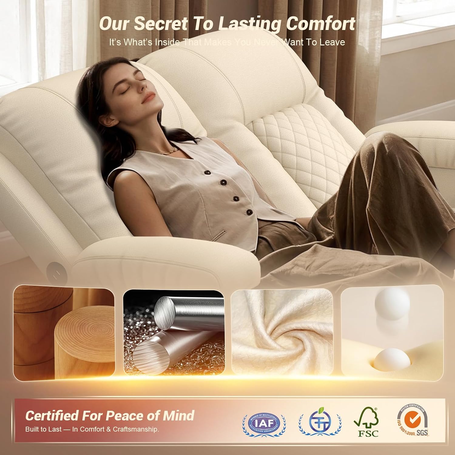 FURNIMAT 2026 Fabric Loveseat Recliner Sofa, 2 Seater Reclining Loveseat Sofa, RV Loveseat Couch, Modern Recliner Chair for Living Room, with Cup Holder and 2 Cell Phone Holders, USB Ports, Beige
