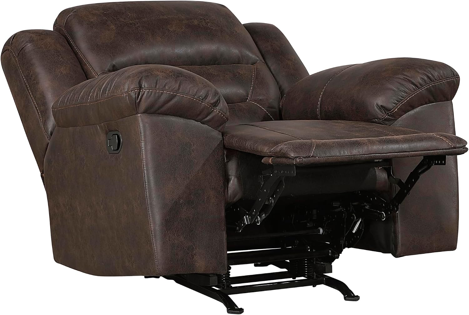 Lexicon Rocker Recliner Chair for Living Room, Wall Hugger Manual Recliner Chairs, Textured Microfiber Upholstered Rocking Reclining Chair, Home Theater Seating, Required Assembly, Dark Brown