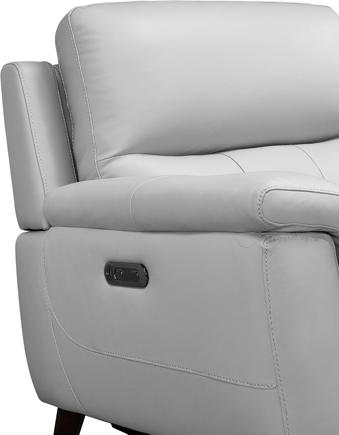 Armen Living Lizette Contemporary Top Grain Leather Power Reclining Living Room Accent Chair, Dove Grey