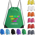 100 Pack Custom Drawstring Bags Bulk–Personalized LOGO/text Drawstring Backpack for Sports–Draw String Back Bag for Gyml Beach Party Business Activities(Green)