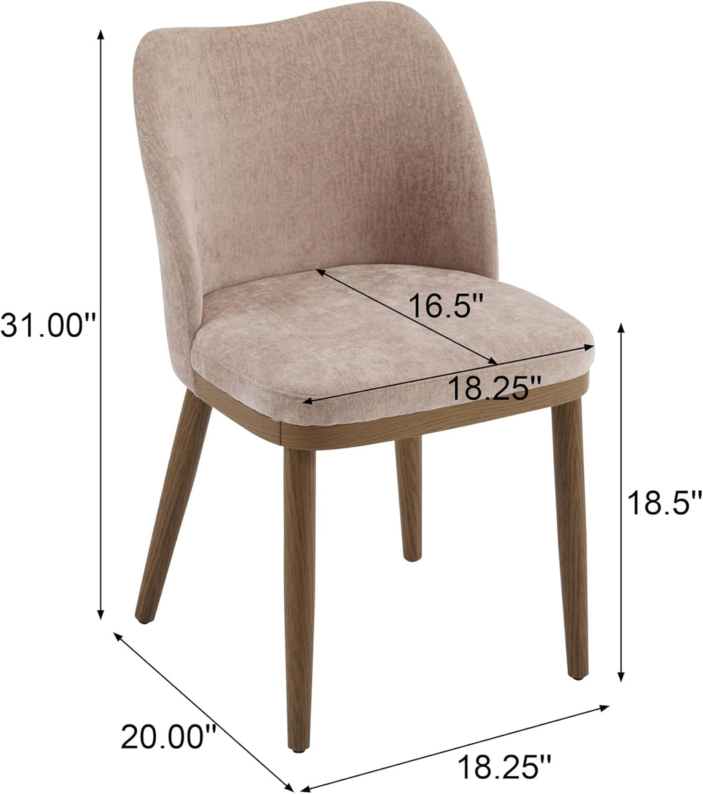 Christopher Knight Home Set of 2 Ringo Fabric Upholstered Dining Chairs, Rubberwood Frame, Curved Backrest,Foam-Filled Cushion, Armless Accent Chair/Side Chair, Dining Room/Kitchen, Apricot+Walnut