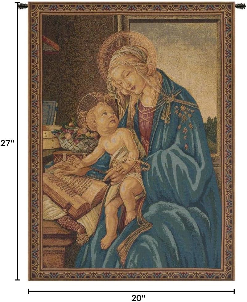 Charlotte Home Furnishings Inc. Madonna Del Libro Italian Tapestry Wall Hanging 27 X 20 Inch Viscose Cotton And Polyester Blend Wall Art Perfect For Wall Decor By Sandro Botticelli