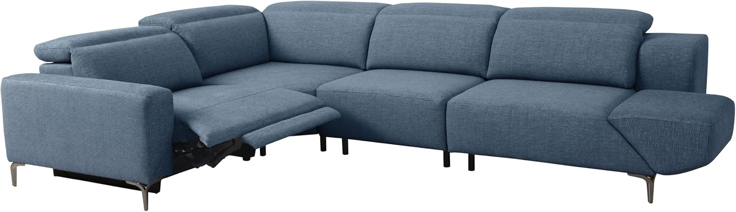 Furniture of America Kirel Modern Sectional Recliner with USB Ports, Adjustable Headrests and Swivel Armrest, Reclining Sofa, L Shape Couch for Living Room, Office, Home Theater, Playroom, Blue