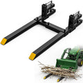 AUTOSAVER88 60' Clamp On Pallet Forks for Tractor Bucket, Heavy Duty 4000lbs Quick Attach Skid Steer Loader Pallet Fork with Adjustable Stabilizer Bar, Black