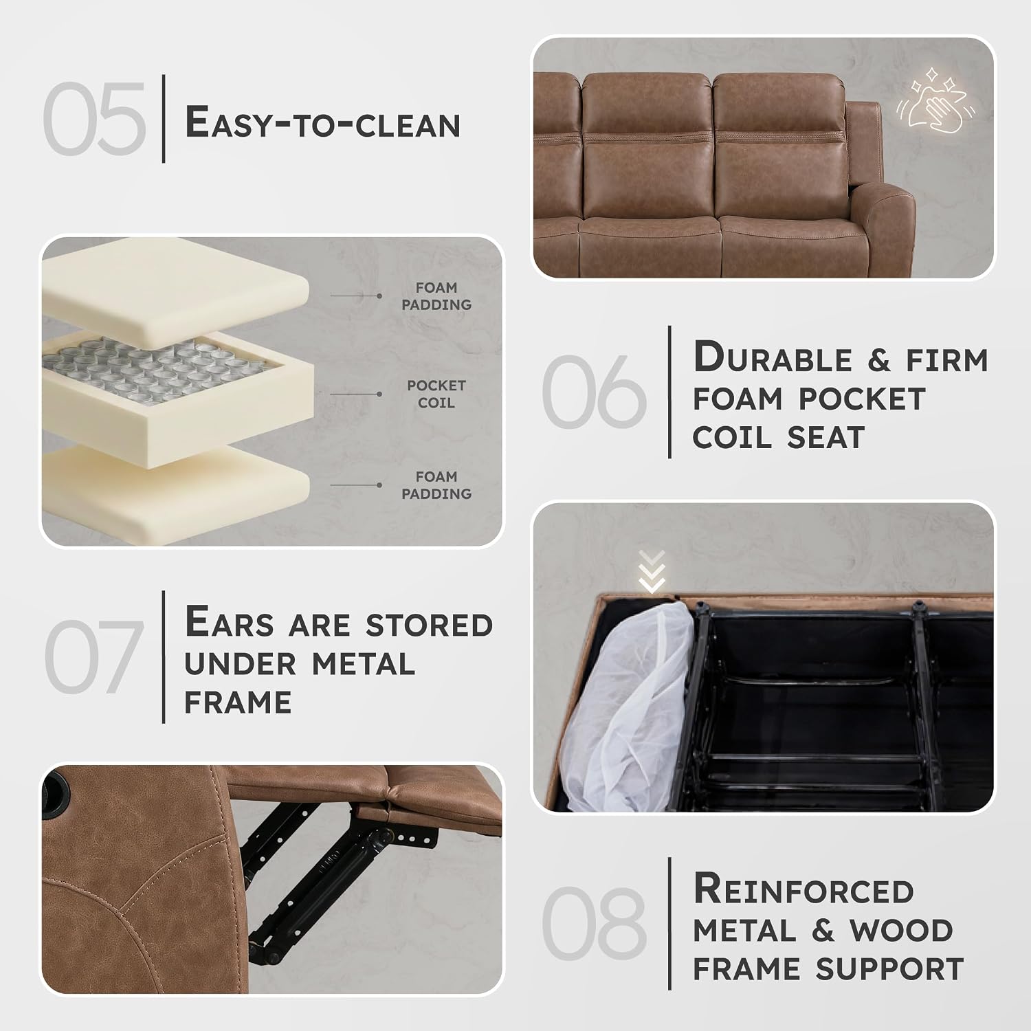 Lexicon 85' W Manual Double Reclining Sofa - Polished Microfiber Wall Hugger Manual 3 Seater Recliner Couch, Comfort Armrests, for Living Room, Home Theater, Easy Assembly, Brown