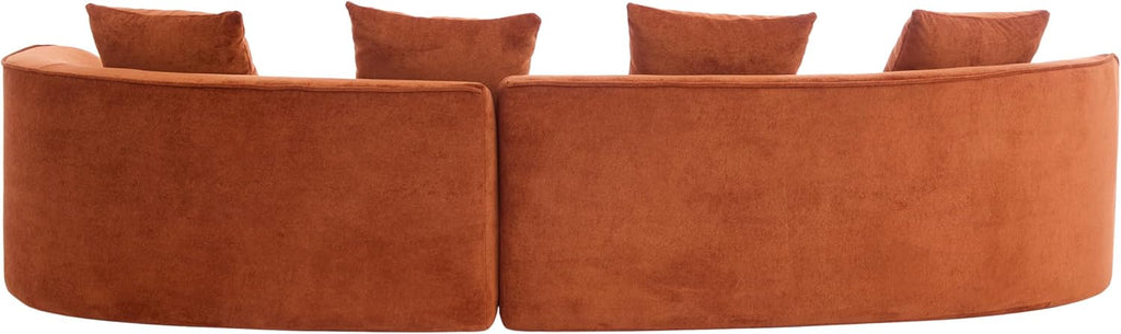Christopher Knight Home Braebt 126' Modular Sofa with 4 Throw Pillows, Curved 5-Seater Large Sofa Couches, Comfy Upholstered Sectional Cloud Couch for Living Room, No Assembly Required, Dark Orange