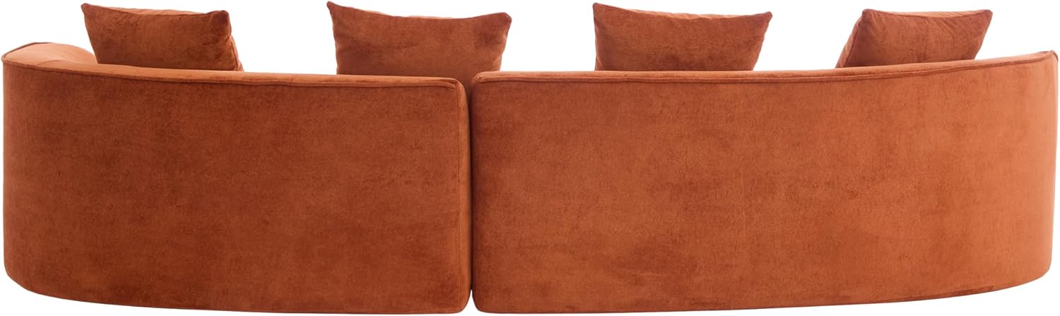 Christopher Knight Home Braebt 126' Modular Sofa with 4 Throw Pillows, Curved 5-Seater Large Sofa Couches, Comfy Upholstered Sectional Cloud Couch for Living Room, No Assembly Required, Dark Orange