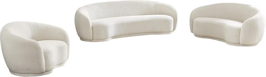 Meridian Furniture 693Cream-C Hyde Collection Modern | Contemporary Boucle Fabric Upholstered Accent Chair with Rounded Back, Cream, 42' W x 38' D x 27.5' H