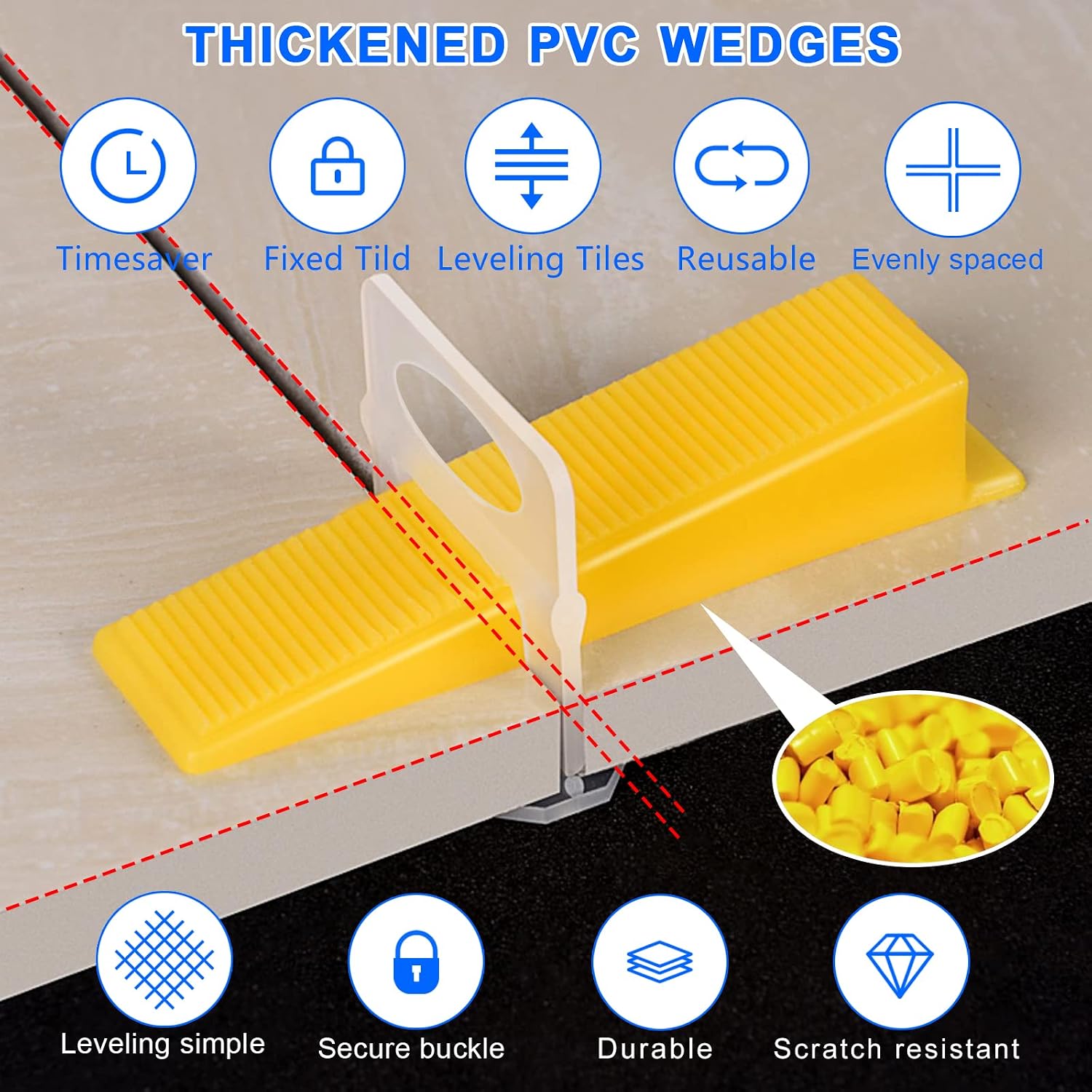 Tile Leveling System 1/8' Spacers Tile Leveler Clips 8500 Pcs and 16 oz Rubber Mallet Hammer .Tile Tools Set for Professional Ceramic and Stone Installation