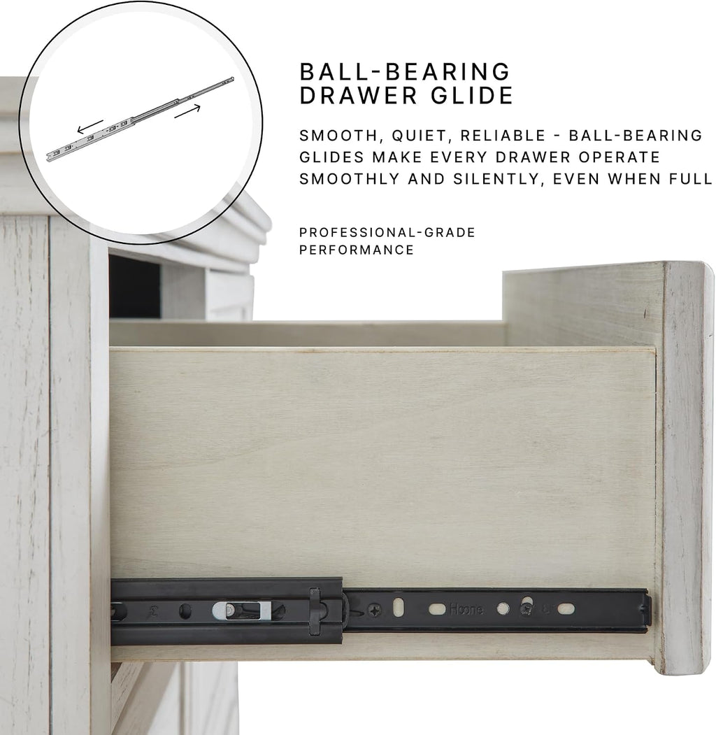 Signature Design by Ashley Dressonni Farmhouse 6-Drawer Dresser with Beveled Edge and Felt Lining, Light Brown
