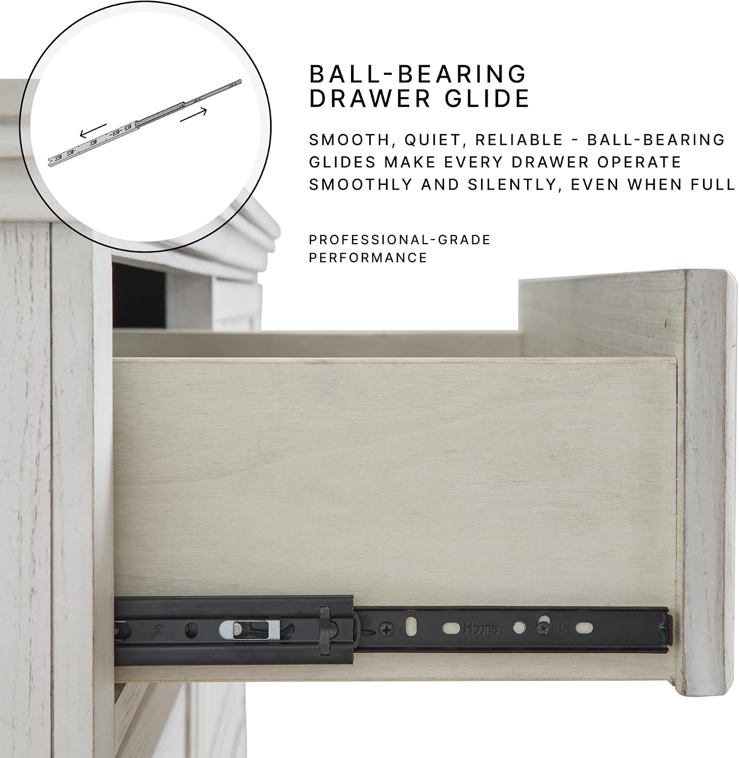 Signature Design by Ashley Dressonni Farmhouse 6-Drawer Dresser with Beveled Edge and Felt Lining, Light Brown