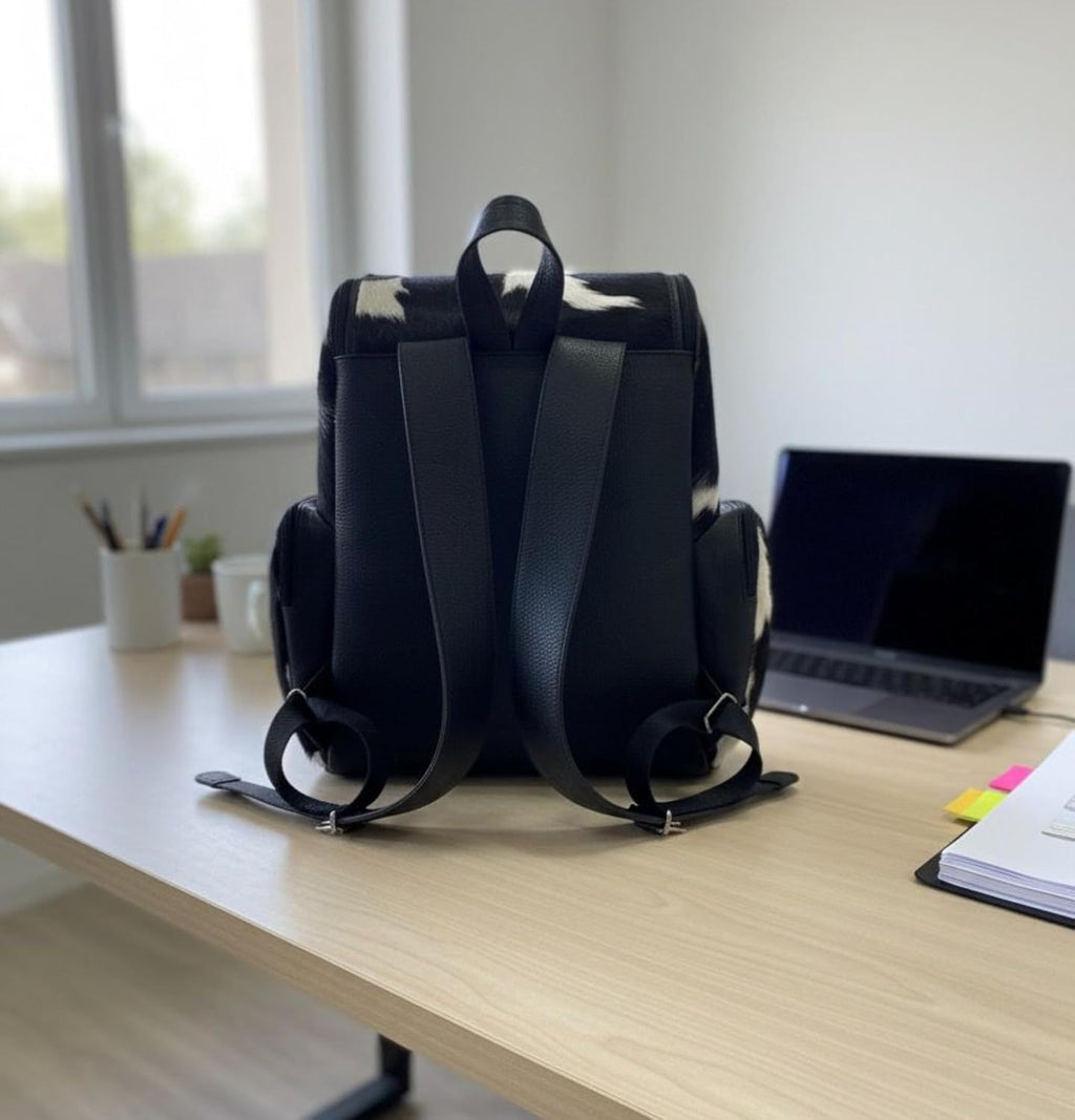 Leather Cowhide Backpack | Traveling Backpack Leather is for both Men and Women Special designed for, sports, Gym, black and white