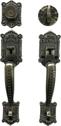 Zita_G Single Front Door Hardware Set, Heavy Duty Entry Door Lock Set with Exterior and Interior Grip Handles and deadbolt, Antique Brass.