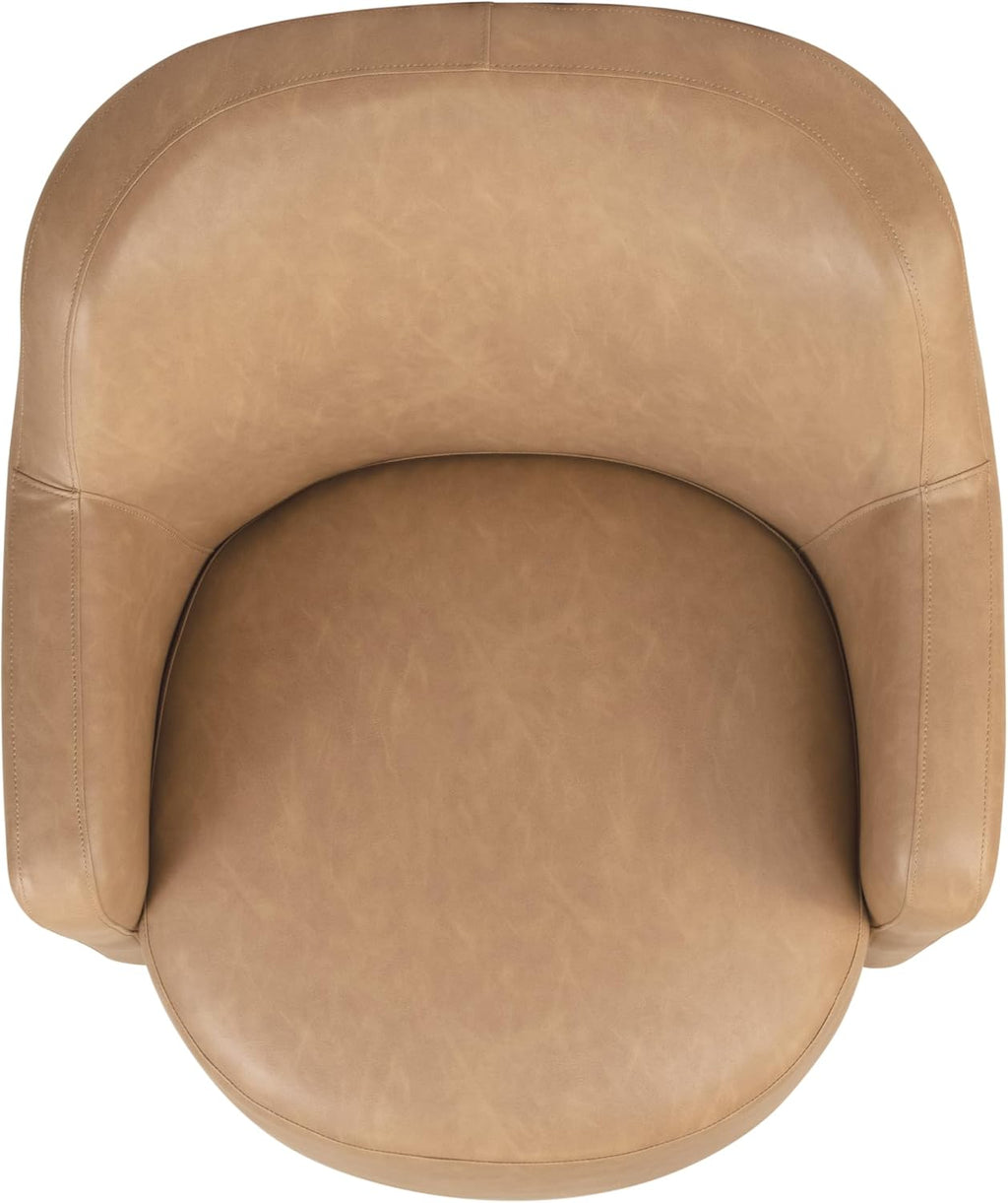 HomePop 360° Barrel Back Swivel Chair - Sand Faux Leather