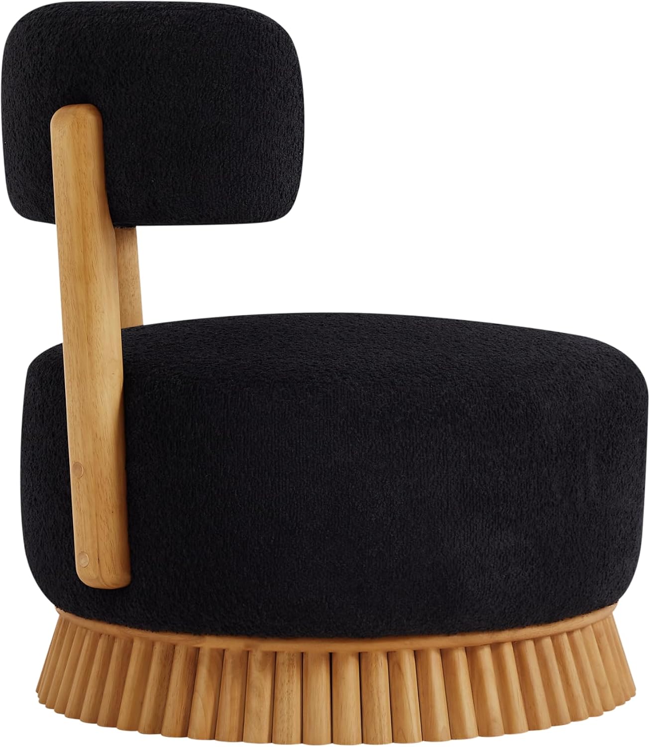 Christopher Knight Home Eloise Modern Accent Chair Set of 2, Boucle Upholstered Lounge Chair Indoor with Wooden Frame, Comfy Reading Chair for Bedroom, Black+Natural