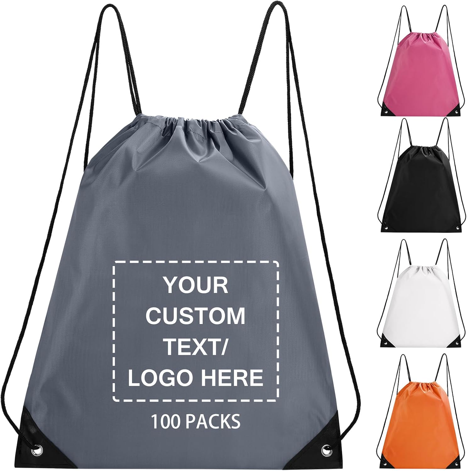 Fyore Custom Drawstring Bags with Logo, 10/50/100 Pack Bulk Personalized String Backpacks for Gym, Sports, Events, Travel, Daily Use, Business Activities