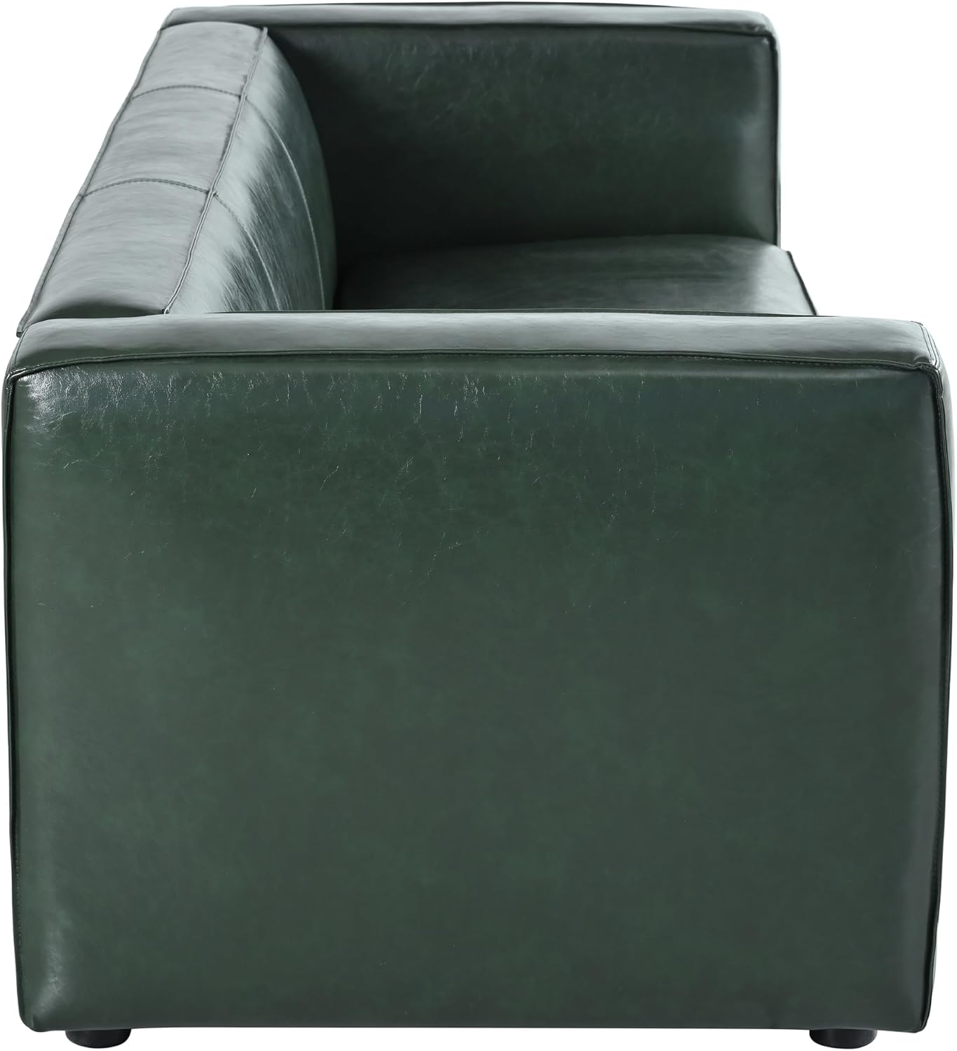 Christopher Knight Home Vevia Faux Leather Sofa, 3 Seater Couch, Upholstered Sofa, Large Lounge Chair, Birch Wood Legs Armchair, Classic Tuxedo Design Couch for Living Room Bedroom, Green