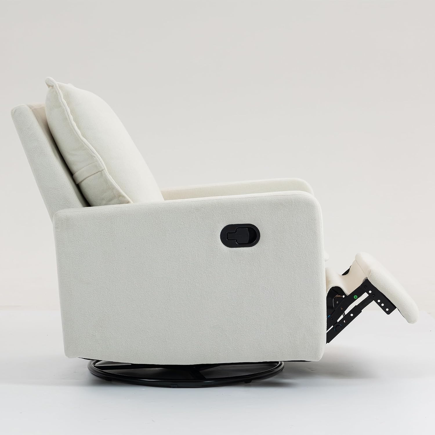 ERYE Modern Manual Reclining Chair Lovely Swivel Glider Rocker Chair for Living Room Bedroom Studio, Manual Recliner Armchair 360° Swivel Boucle Upholstered Nursery Armchair