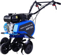212CC 7HP Gas Tiller, 22' Adjustable Width, 4-Cycle Engine Cultivator with Instant Reverse, Heavy-Duty Steel Tines for Hard Soil, New Ground Breaking, Weed & Deep Cultivation (Blue)